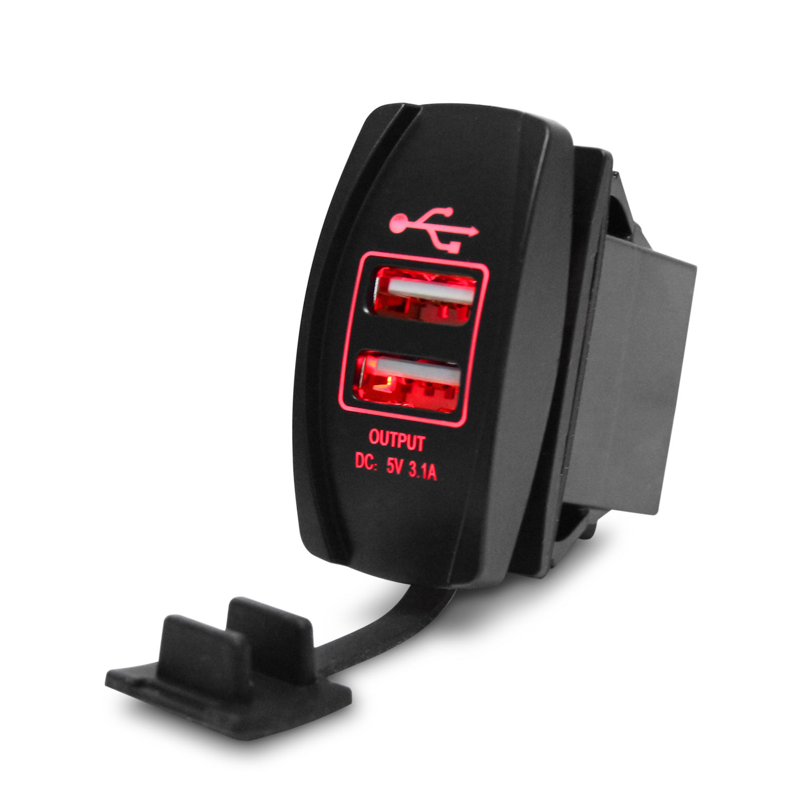 12-24V Waterproof Motorcycle Car Boat Dual USB Charger Red